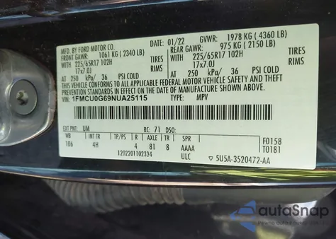 2022 Ford Escape Se from USA, damaged, VIN 1FMCU0G69NUA25115